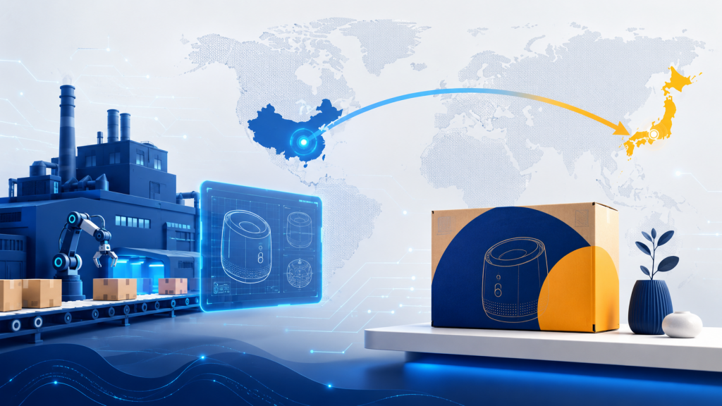 AIを活用したAmazon OEM完全攻略ガイドのイメージ｜中国OEM製造とAmazon販売の象徴